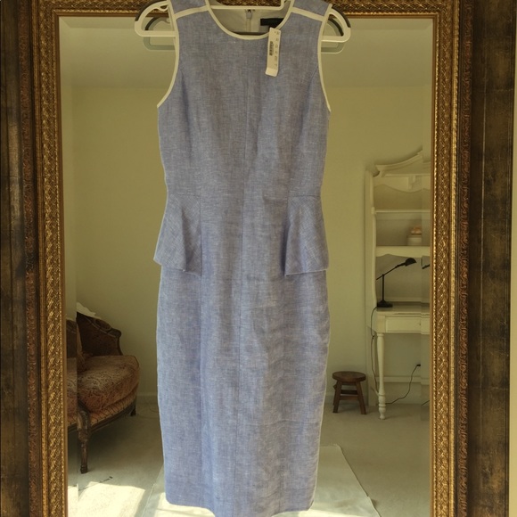 NWT J CREW LINEN PEPLUM FRENCH PERI BLUE DRESS - Picture 10 of 15